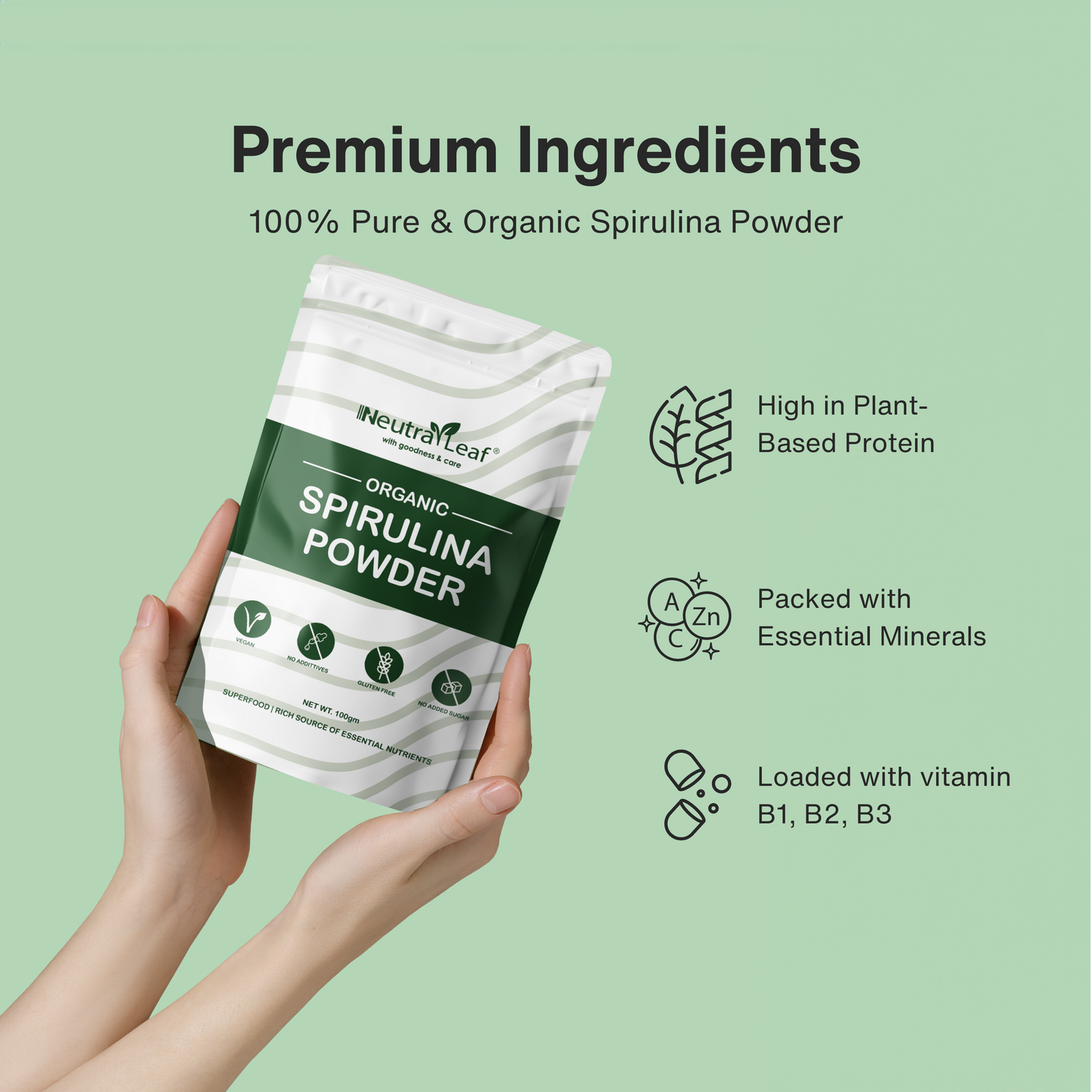 NeutraLeaf Organic Spirulina Powder 100gm | Weight Management & Immunity Booster | Helps In Healthy Heart