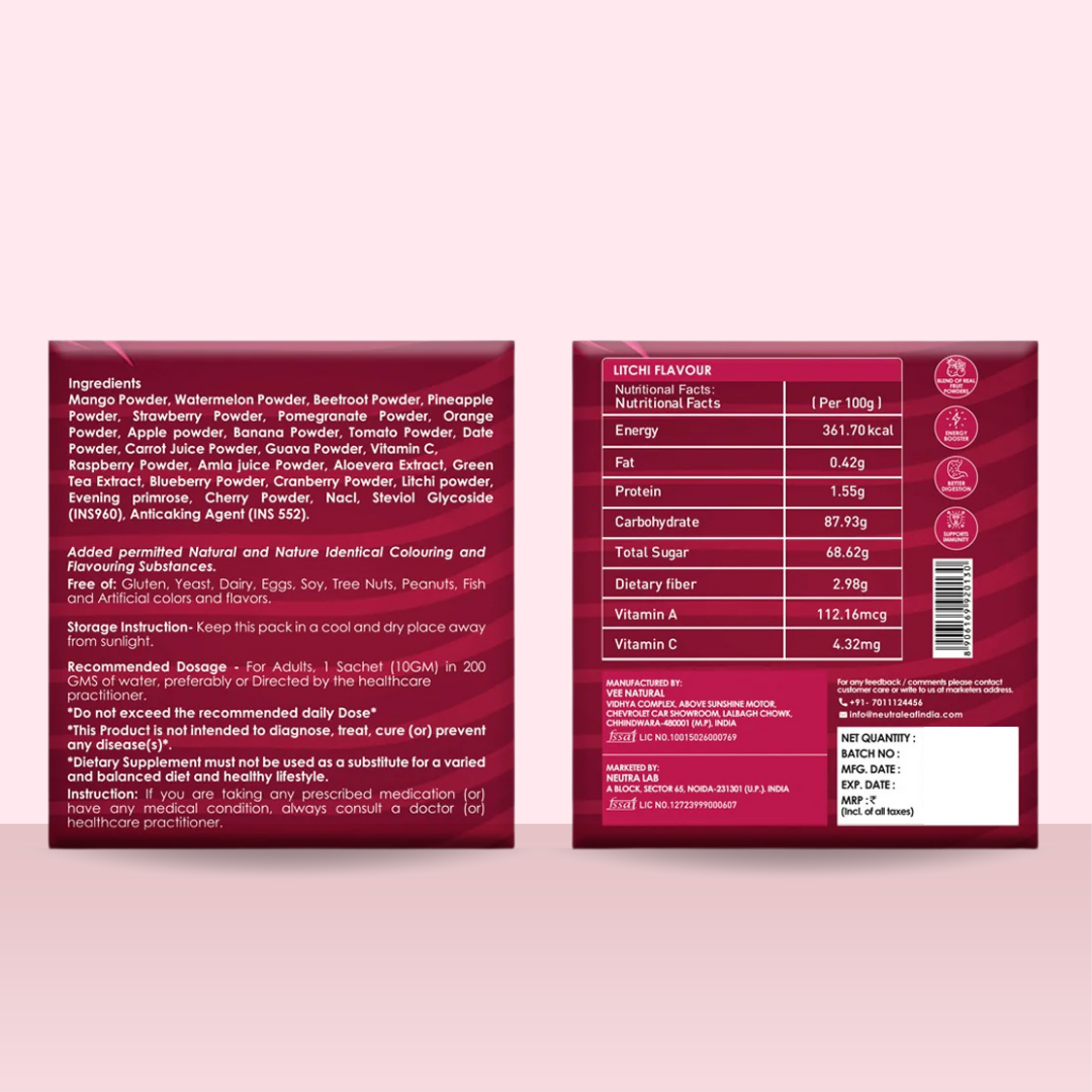 NeutraLeaf Red Blend | Instant Energy and Health| Rich in Nutrition | Radiance Glow | Strong Bones & Immunity 30 Sachet