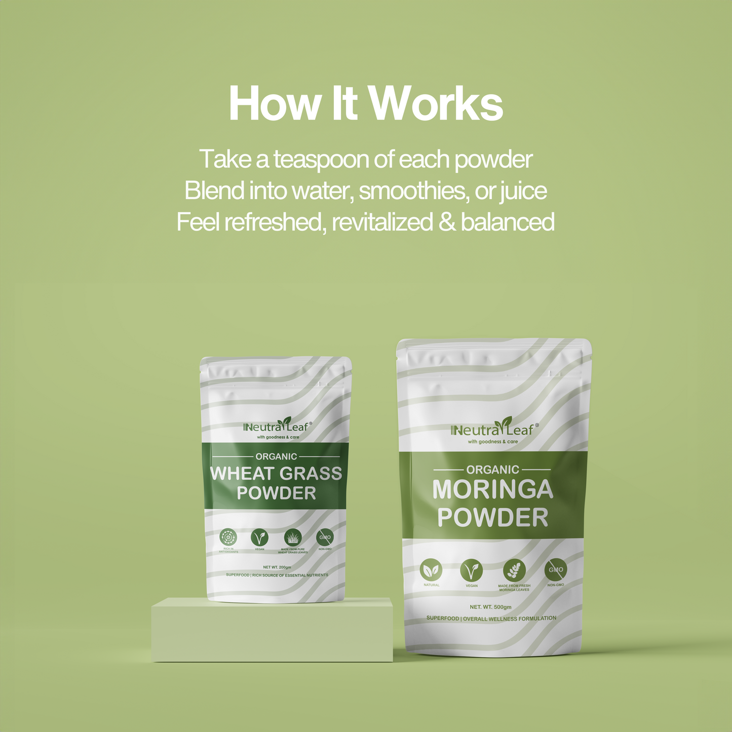 Detox Greens Combo- Moringa Powder 500gm and Wheatgrass Powder 200gm