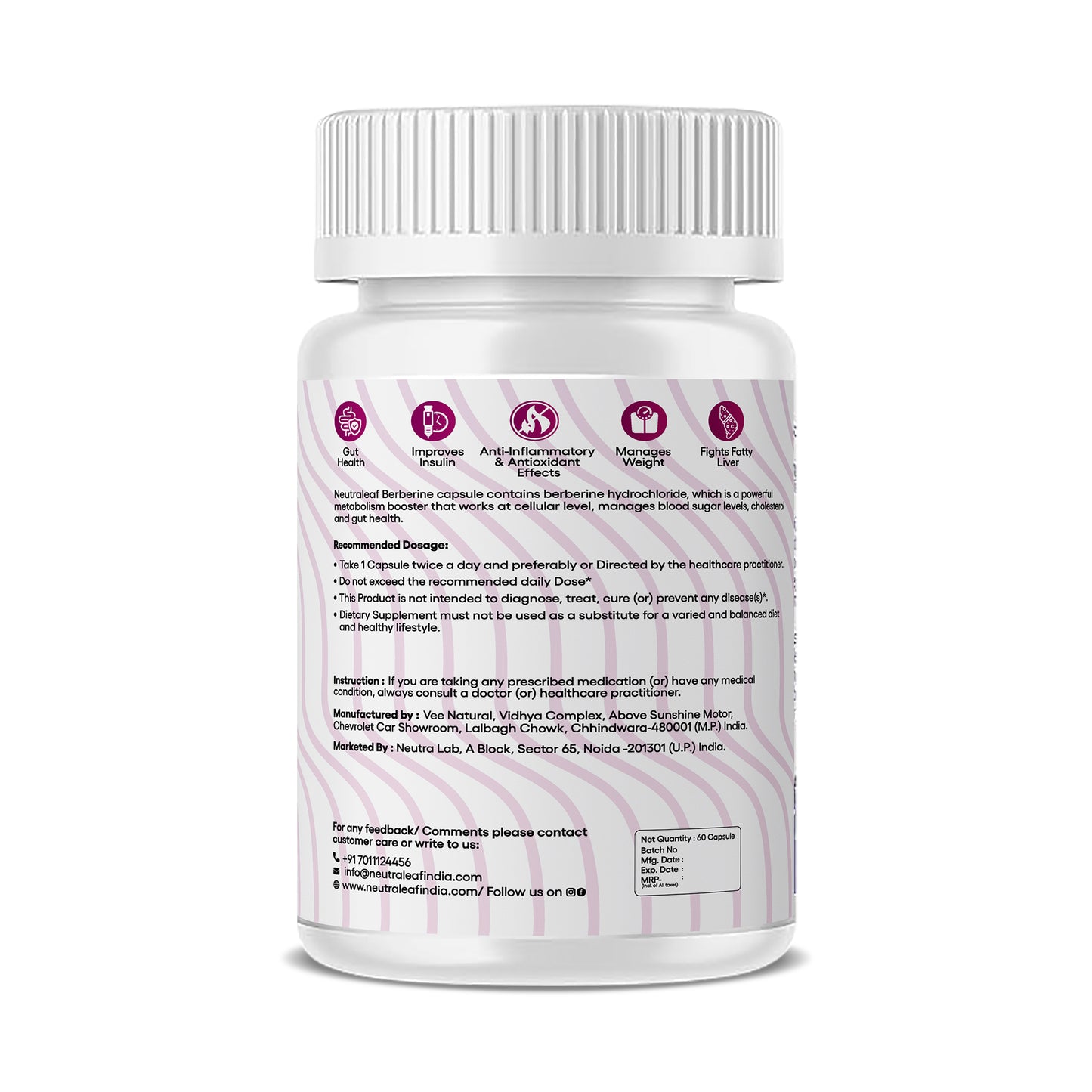 Neutraleaf Berberine-95% Capsule- 60 Nos