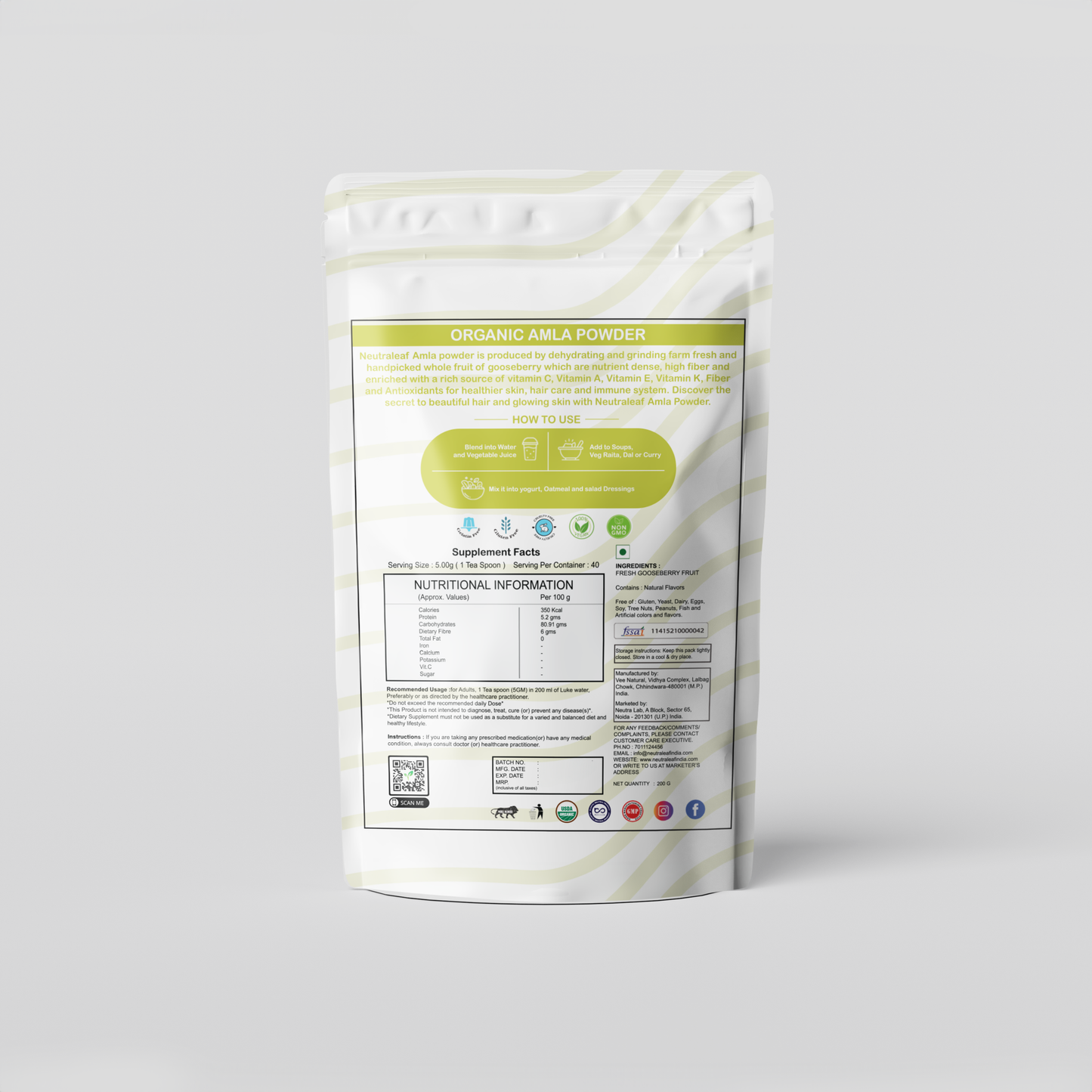 NeutraLeaf Nature Amla Powder | 200 g For Improving Hair Quality & Growth