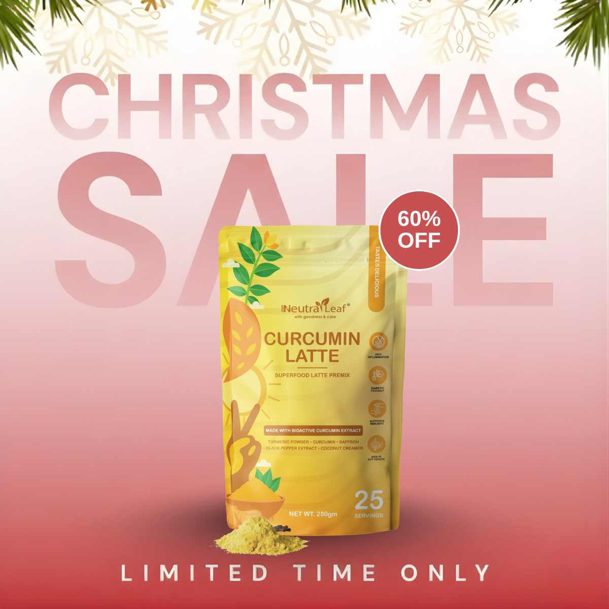 NeutraLeaf Curcumin Latte – Supports Immunity, Reduces Inflammation, Boosts Joint & Gut Health