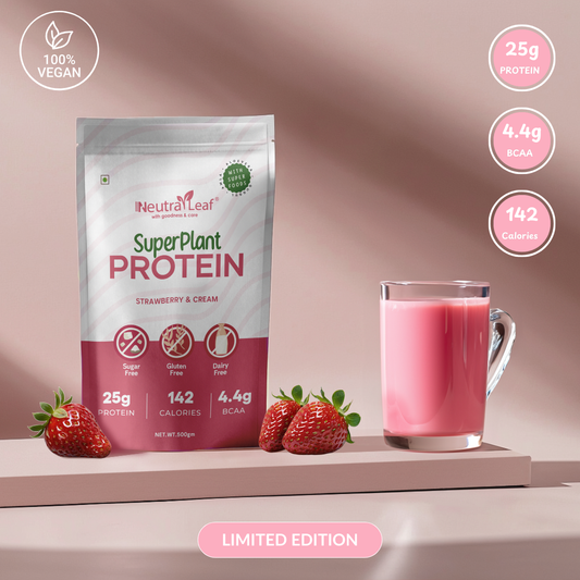 Limited Edition Strawberry Plant Protein Trial Pack - 5 Servings With 25g Protein and 4.4g BCAA  (Made With Real Strawberry)