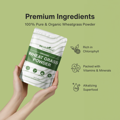 NeutraLeaf Organic Wheat Grass Powder | Healthy Metabolism |  Energy |  Detox |  Immunity Booster | Skin Health