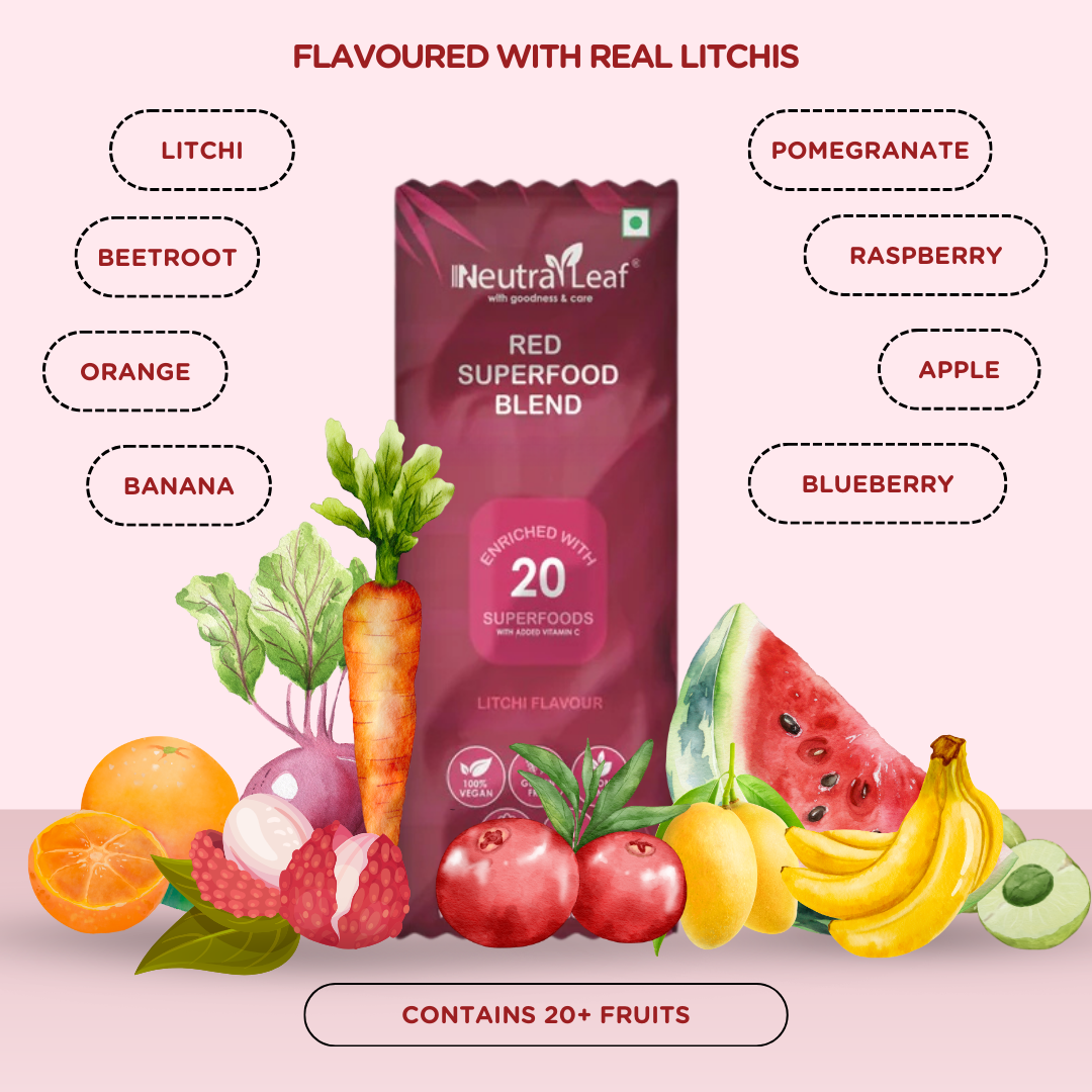 NeutraLeaf Red Blend | Instant Energy and Health| Rich in Nutrition | Radiance Glow | Strong Bones & Immunity 30 Sachet