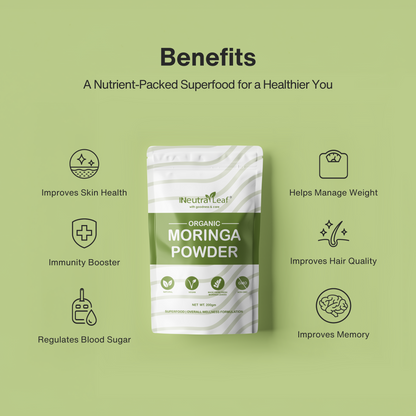 NeutraLeaf Organic Moringa Powder | Immunity Booster| Improves Digestion & Weight Management | Good for Hair & Skin| Protein Rich
