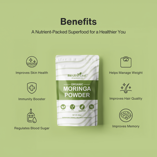 NeutraLeaf Organic Moringa Powder | Immunity Booster| Improves Digestion & Weight Management | Good for Hair & Skin| Protein Rich