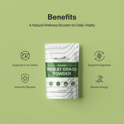 NeutraLeaf Organic Wheat Grass Powder | Healthy Metabolism |  Energy |  Detox |  Immunity Booster | Skin Health