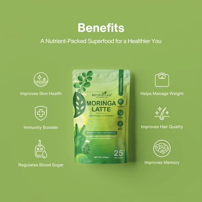 NeutraLeaf Moringa Latte – Rich in Antioxidants & Plant Protein (Tastes Delicious!) (250g)