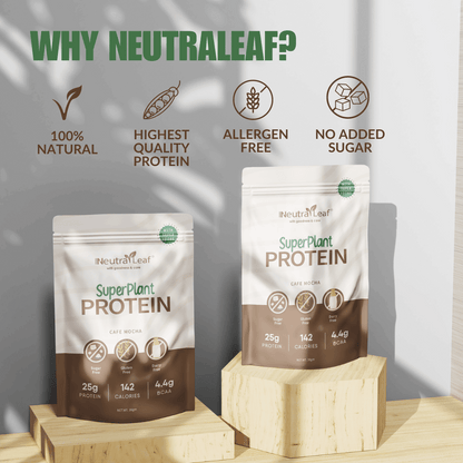 Neutraleaf’s Super Plant Protein - Cafe Mocha | 10+ Superfoods | 25g Protein Per Serve | 4.4g BCAA | 100% Vegan