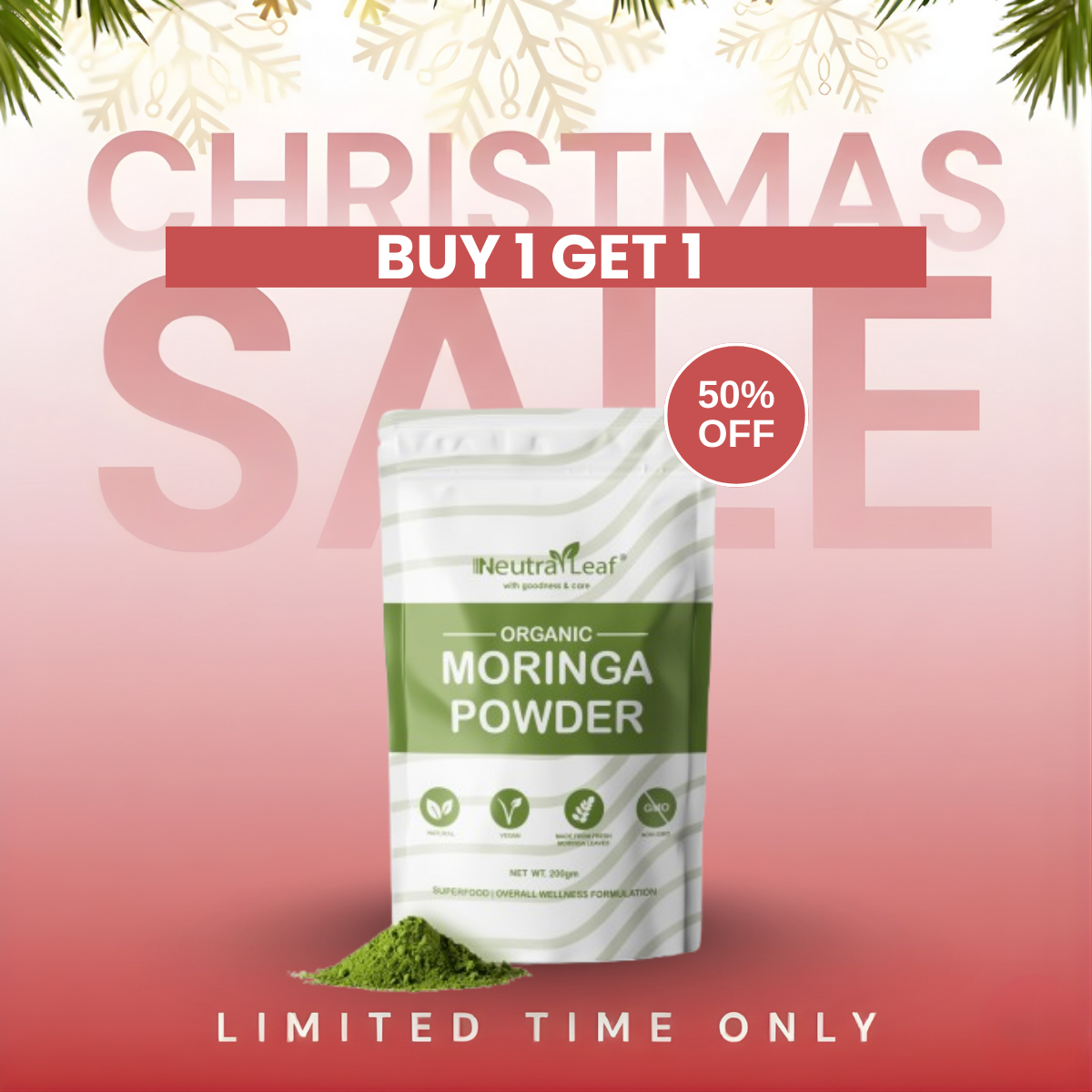 NeutraLeaf Organic Moringa Powder | Immunity Booster| Improves Digestion & Weight Management | Good for Hair & Skin| Protein Rich