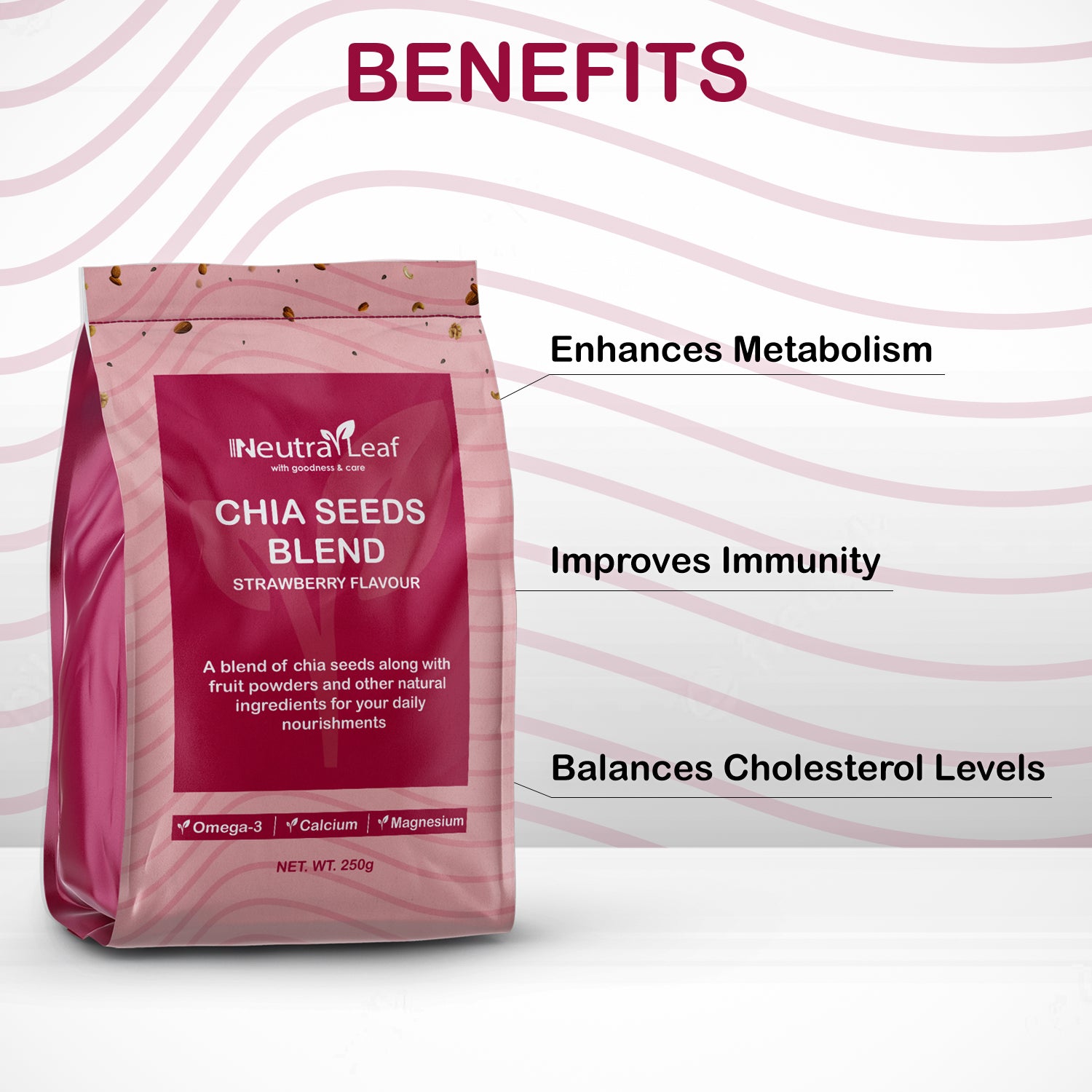 Chia Seeds Blend - A healthy mix of whole chia seeds & real fruit powders.