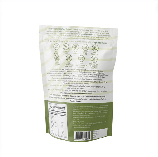 Neutraleaf’s Super Plant Protein - Kesar Badam | 10+ Superfoods | 25g Protein Per Serve | 4.4g BCAA | 100% Vegan