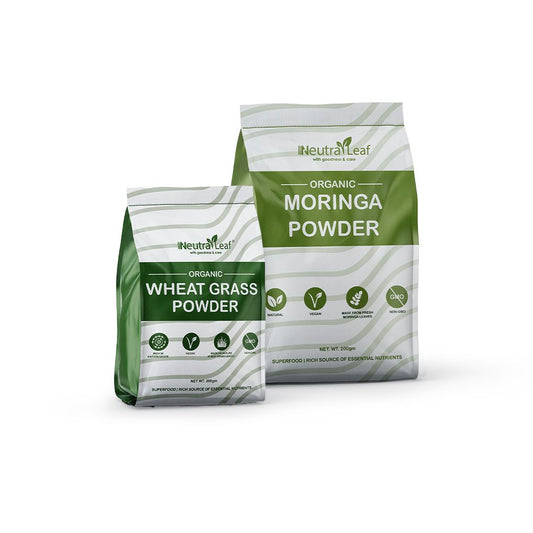 Detox Greens Combo- Moringa Powder 500gm and Wheatgrass Powder 200gm