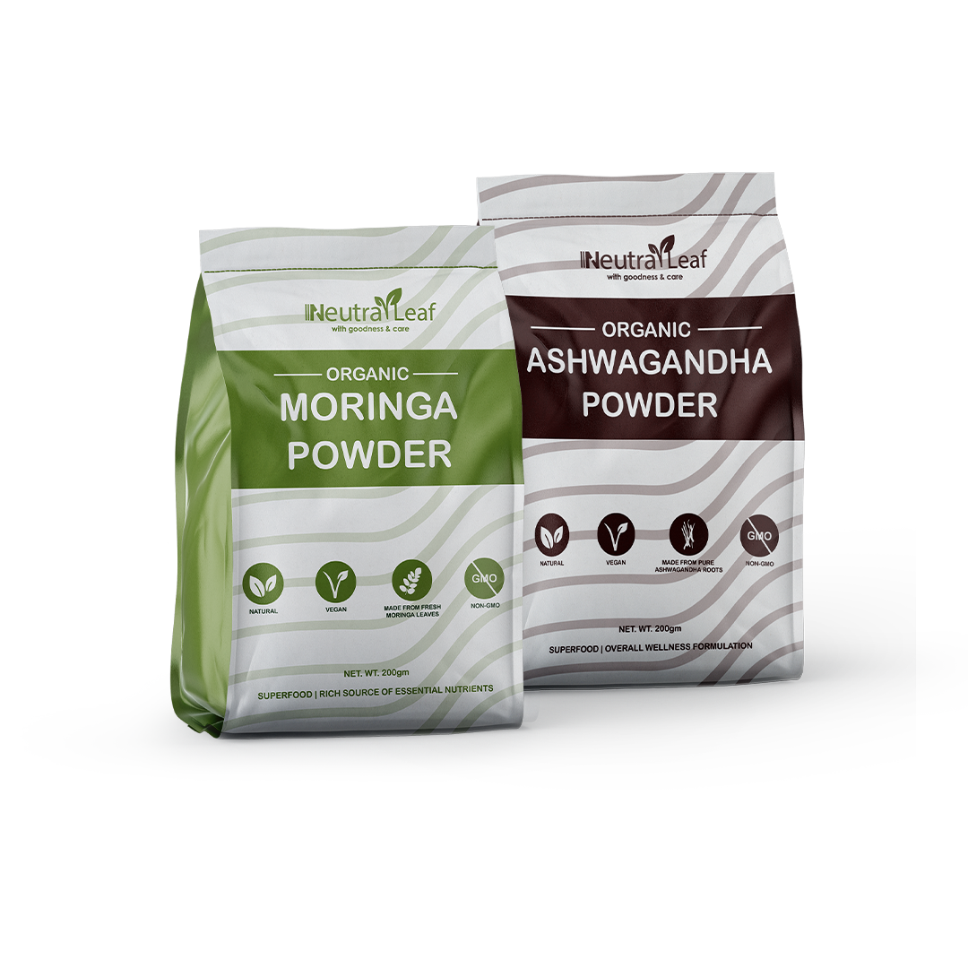 Stress Buster Combo- Ashwagandha Powder 200gm and Moringa Powder 500gm