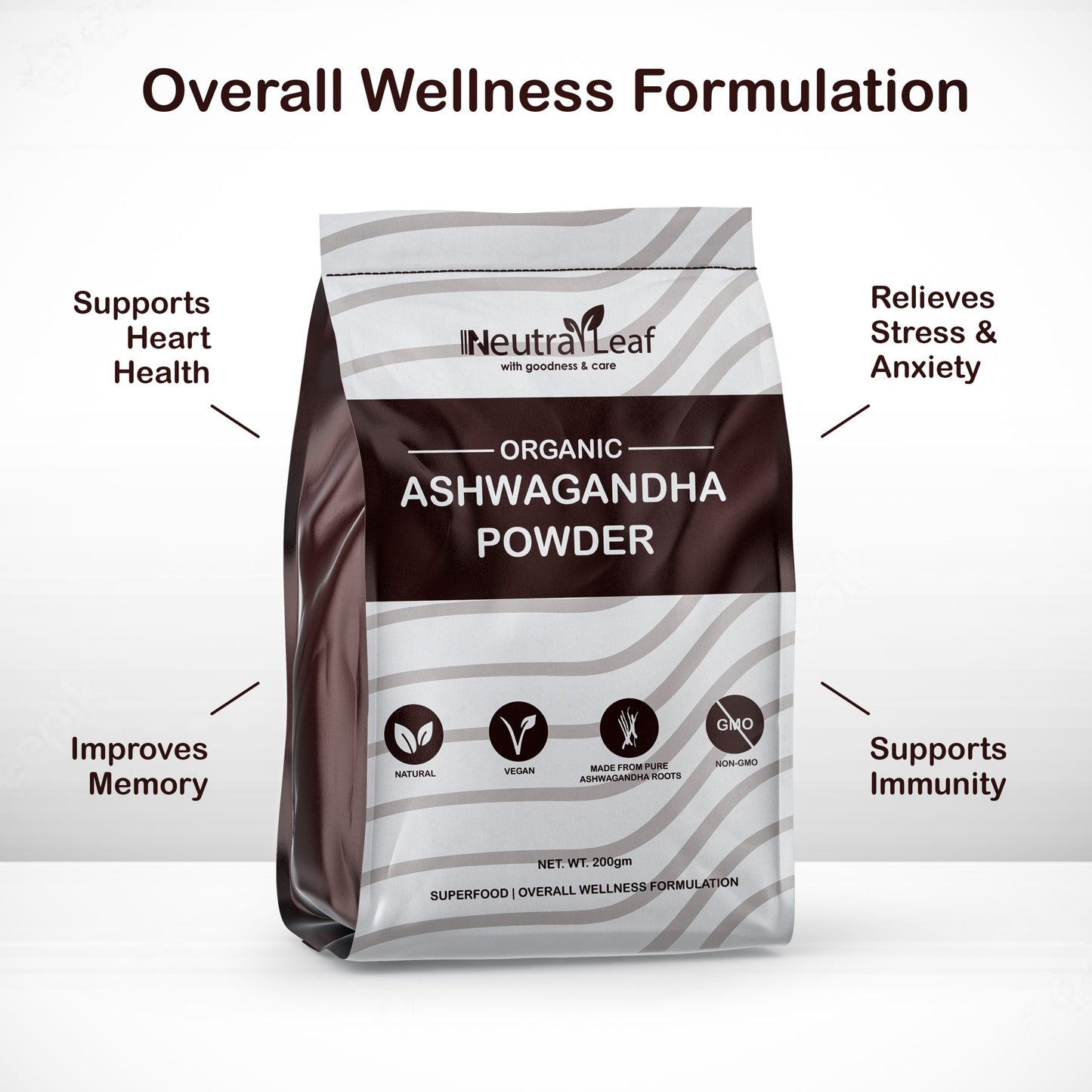 NeutraLeaf Organic Ashwagandha Root Powder | 200 Grams | Helps Fight Anxiety and Stress