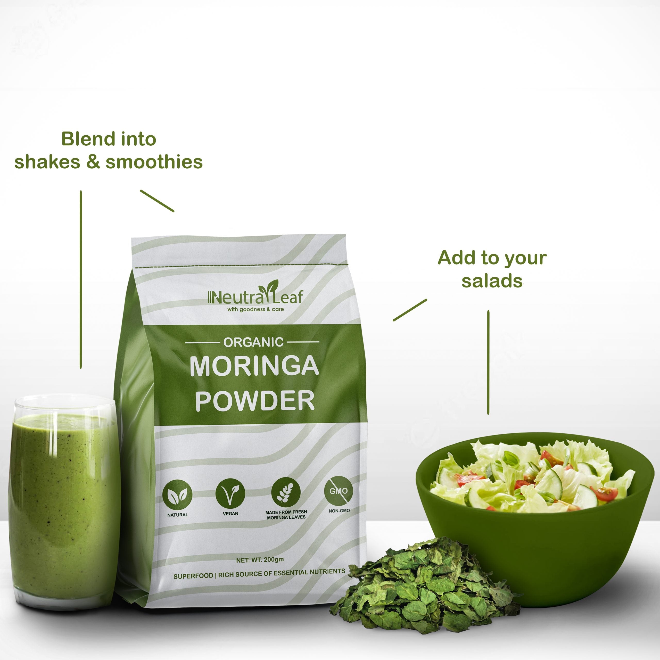 NeutraLeaf Organic Moringa Powder | Immunity Booster| Improves Digestion & Weight Management | Good for Hair & Skin| Protein Rich